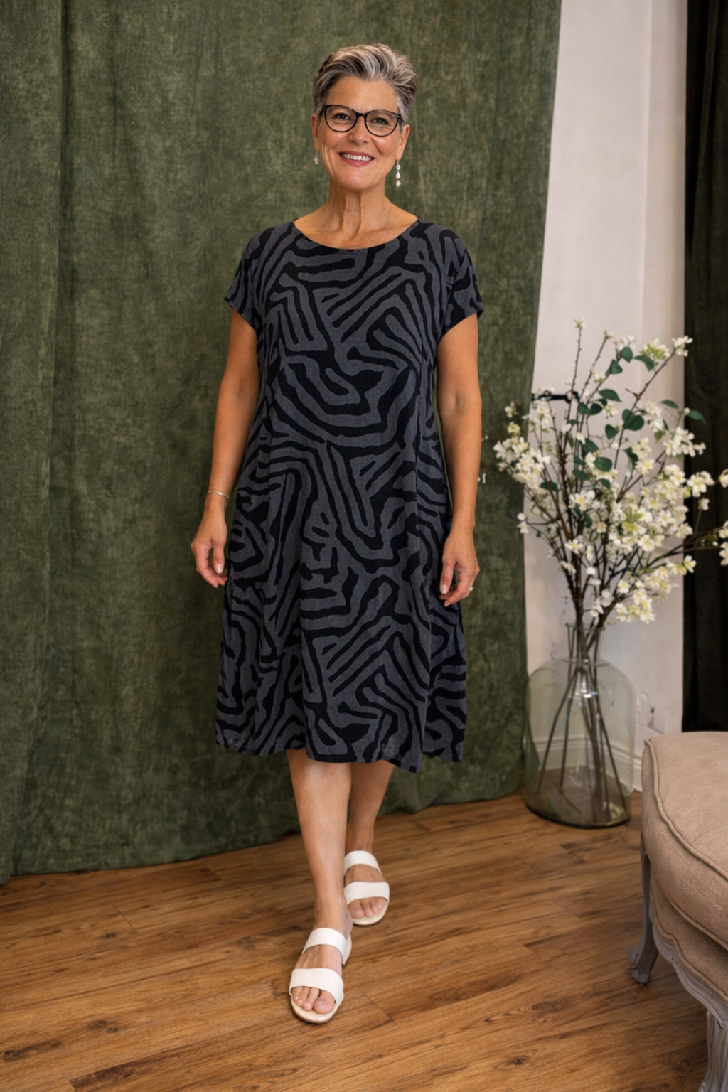 Womens Linen Midi Dress - Relaxed Summer Style