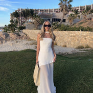 Womens Strapless Maxi Dress - Asymmetric Sheer Style