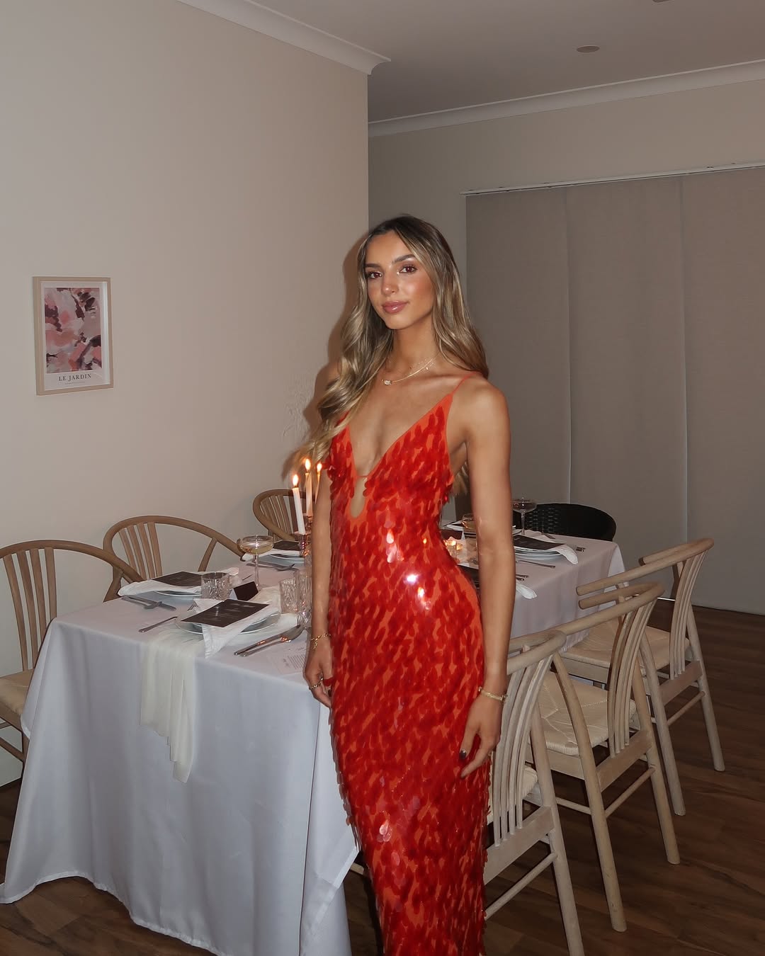 Womens Sequin Maxi Dress - Deep V-Neck Mermaid Style
