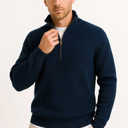 Mens Half Zip Knit Sweater – Classic Textured Everyday Style