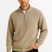 Mens Half Zip Knit Sweater – Classic Textured Everyday Style