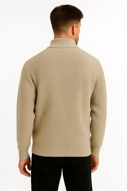 Mens Half Zip Knit Sweater – Classic Textured Everyday Style