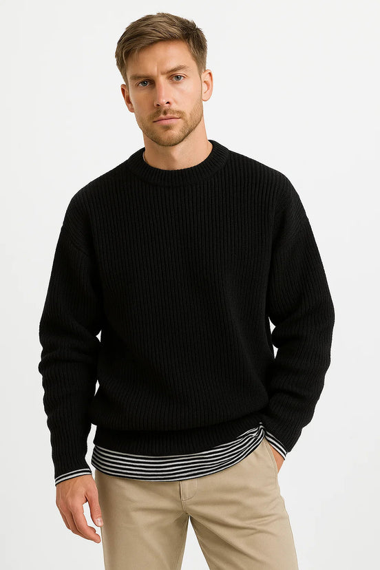 Mens Oversized Knit Sweater – Relaxed Ribbed Everyday Style