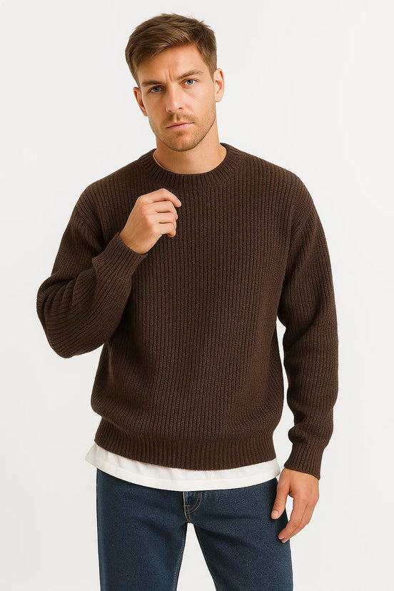 Mens Oversized Knit Sweater – Relaxed Ribbed Everyday Style