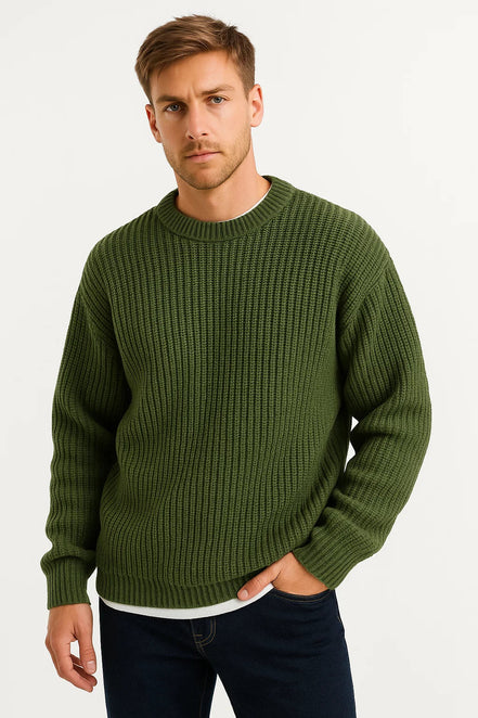 Mens Oversized Knit Sweater – Relaxed Ribbed Everyday Style