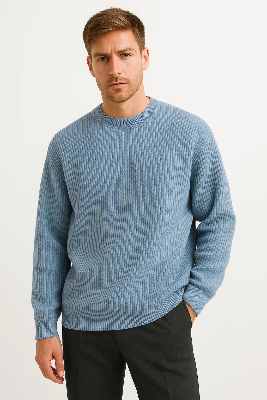 Mens Oversized Knit Sweater – Relaxed Ribbed Everyday Style
