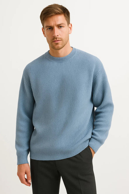 Mens Oversized Knit Sweater – Relaxed Ribbed Everyday Style