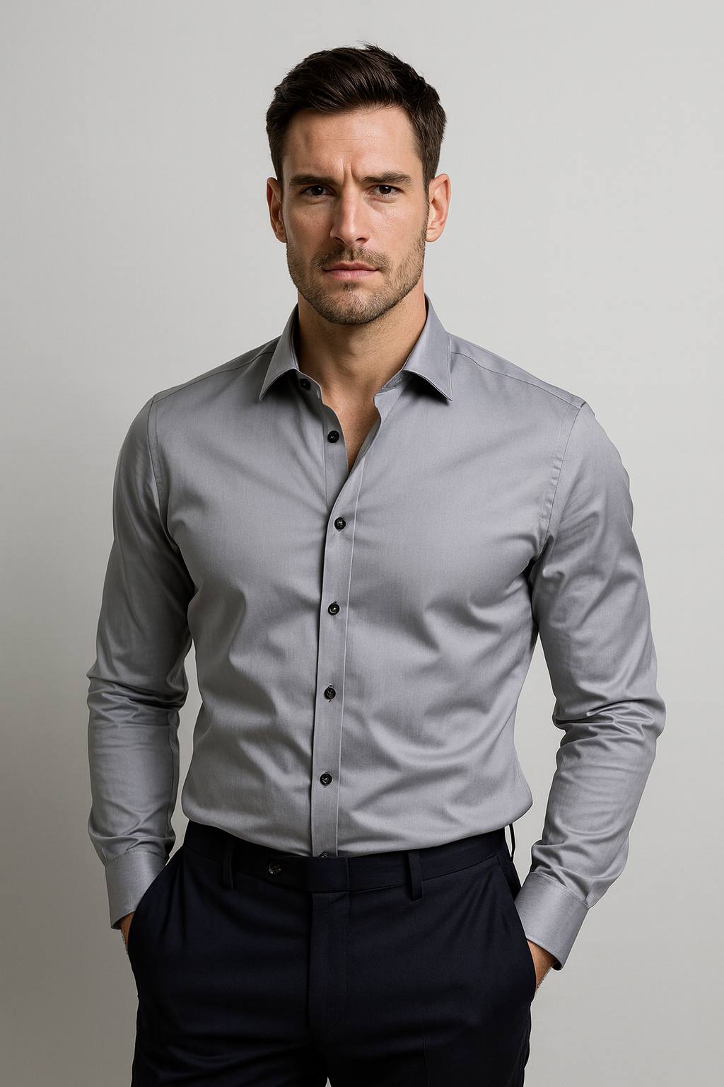 Mens Stretch Shirt – Slim Fit Wrinkle-Resistant Style