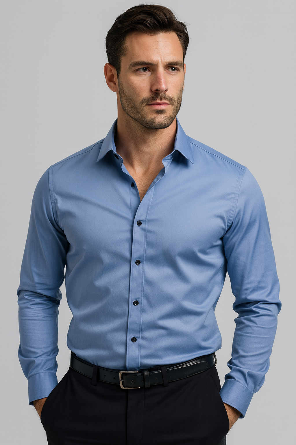 Mens Stretch Shirt – Slim Fit Wrinkle-Resistant Style