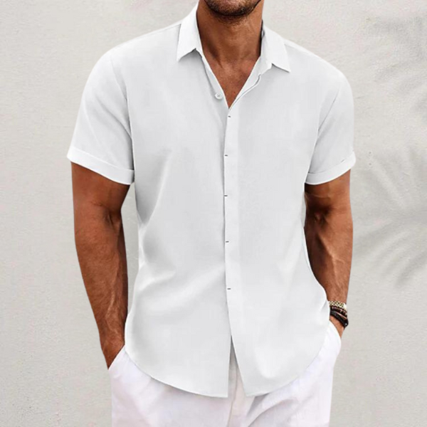 Mens Linen Blend Shirt - Relaxed Collared Style