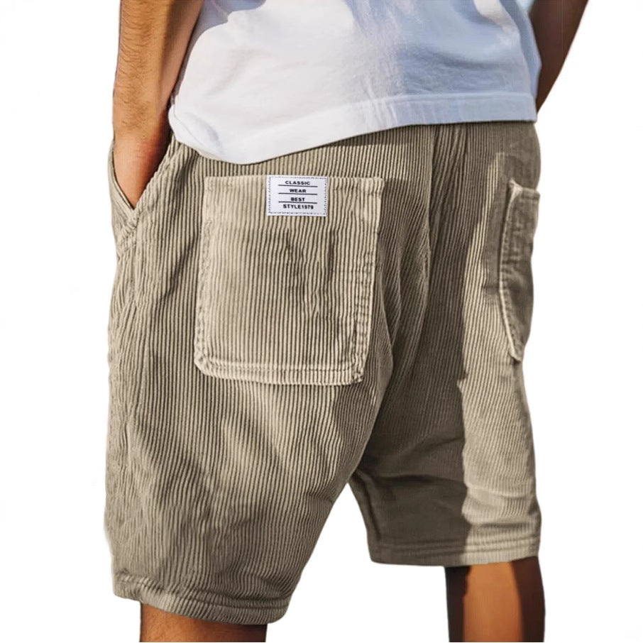 Mens Ribbed Corduroy Shorts - Tailored Fit Casual Style