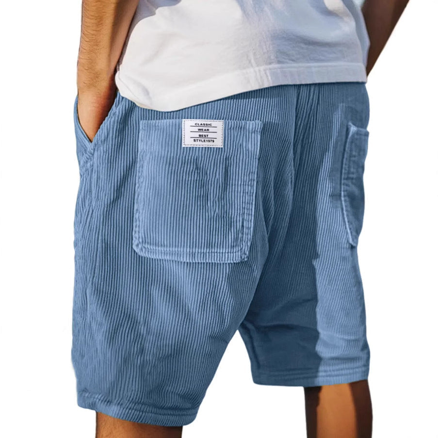 Mens Ribbed Corduroy Shorts - Tailored Fit Casual Style