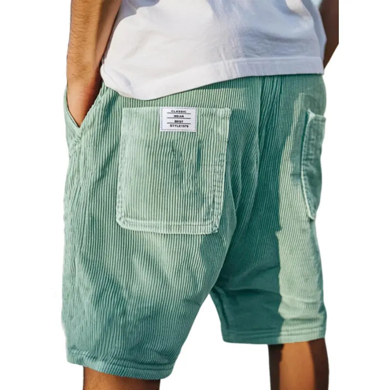 Mens Ribbed Corduroy Shorts - Tailored Fit Casual Style