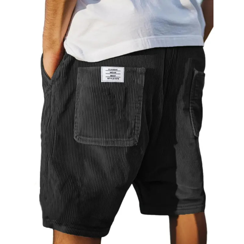Mens Ribbed Corduroy Shorts - Tailored Fit Casual Style