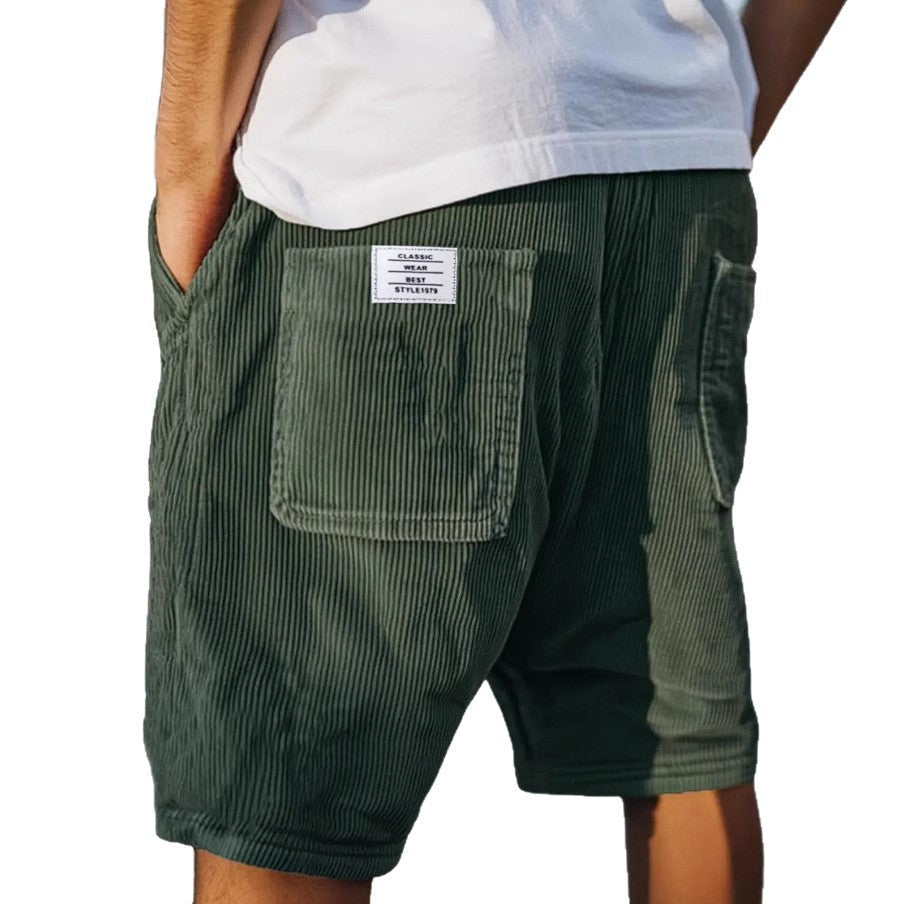 Mens Ribbed Corduroy Shorts - Tailored Fit Casual Style