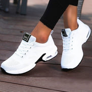 Womens Air Cushion Sneakers - Breathable Knit Lace-Up