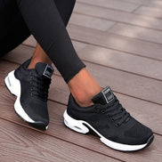 Womens Air Cushion Sneakers - Breathable Knit Lace-Up