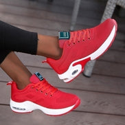 Womens Air Cushion Sneakers - Breathable Knit Lace-Up
