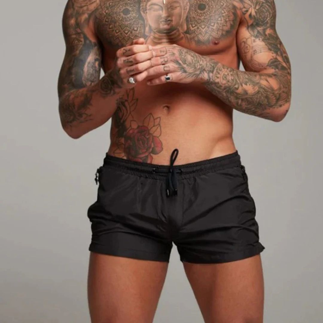 Mens Swim Shorts - Zip Pocket Drawstring Style