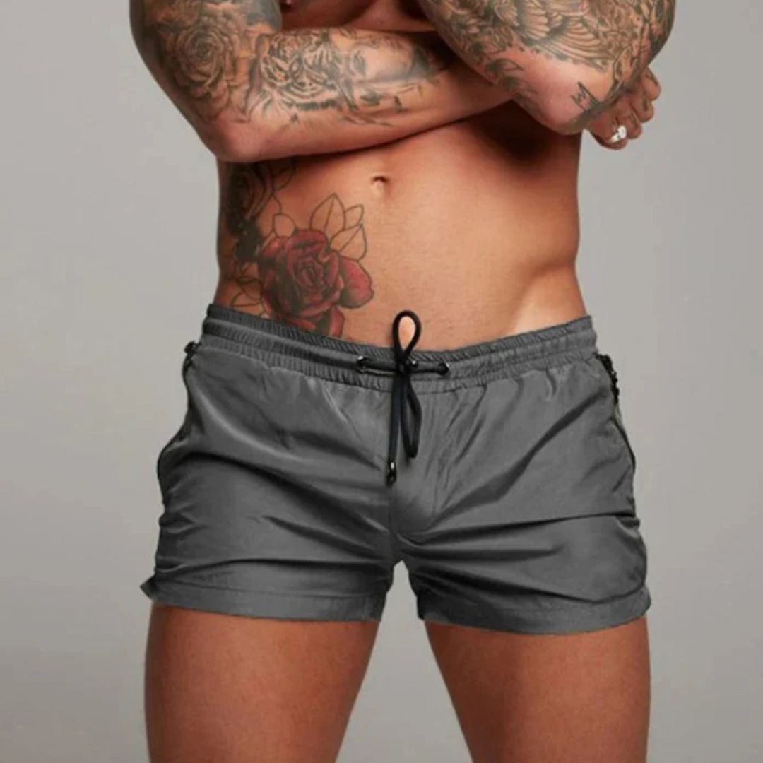 Mens Swim Shorts - Zip Pocket Drawstring Style