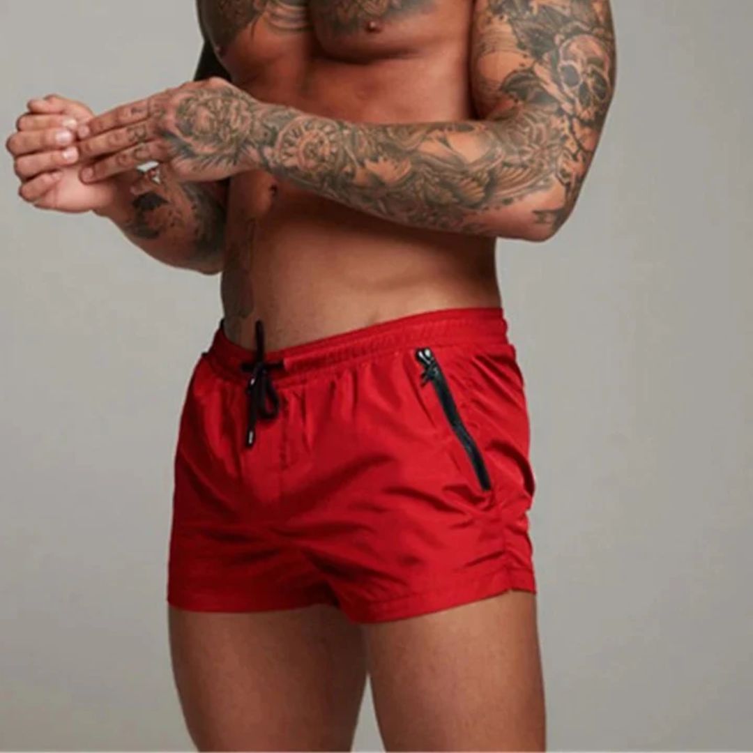 Mens Swim Shorts - Zip Pocket Drawstring Style