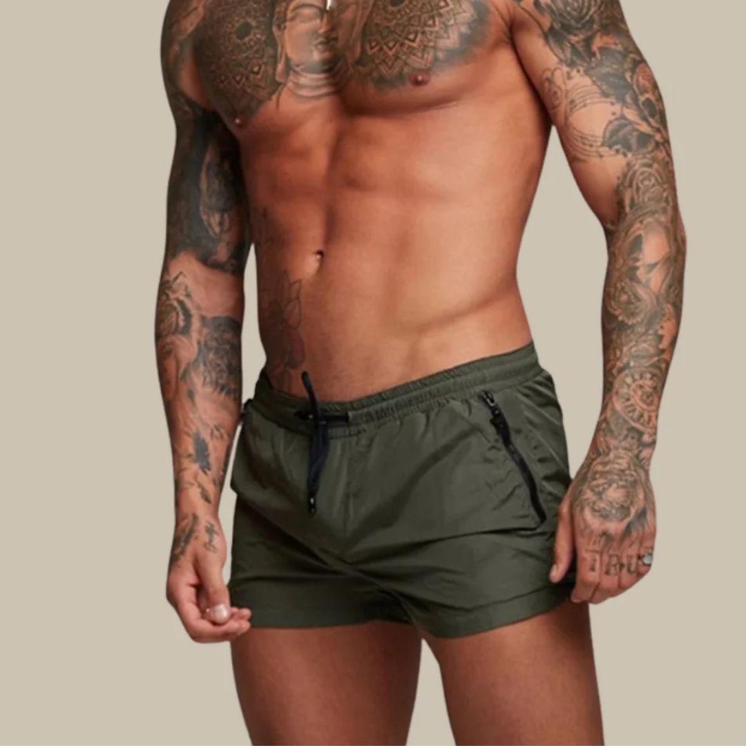 Mens Swim Shorts - Zip Pocket Drawstring Style