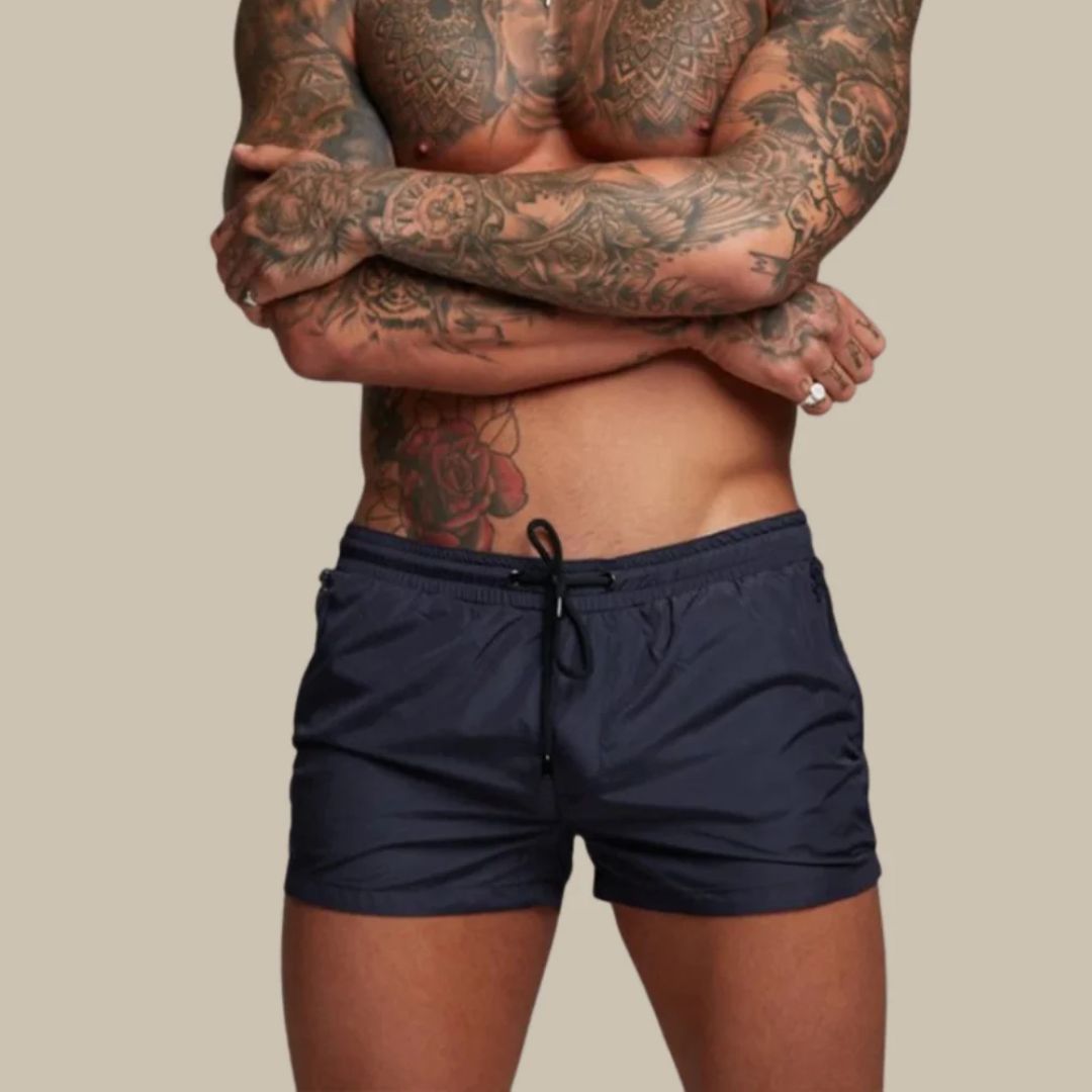 Mens Swim Shorts - Zip Pocket Drawstring Style