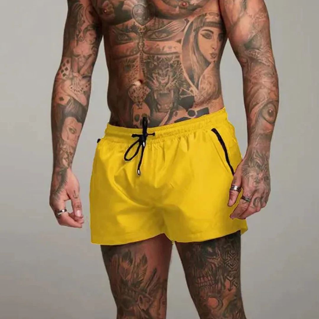 Mens Swim Shorts - Zip Pocket Drawstring Style