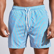 Mens Striped Swim Shorts - Drawstring Waist Summer Style