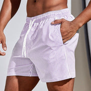 Mens Striped Swim Shorts - Drawstring Waist Summer Style