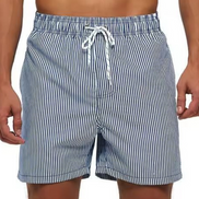 Mens Striped Swim Shorts - Drawstring Waist Summer Style