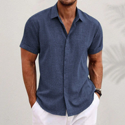 Mens Linen Blend Shirt - Relaxed Collared Style