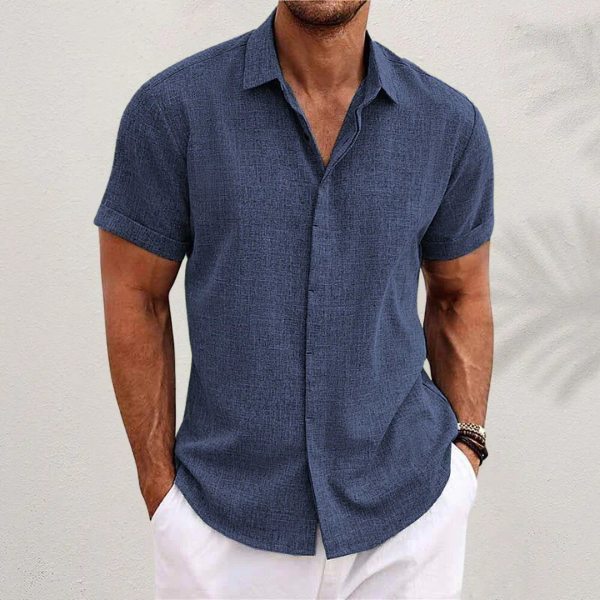 Mens Linen Blend Shirt - Relaxed Collared Style
