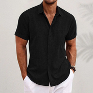 Mens Linen Blend Shirt - Relaxed Collared Style