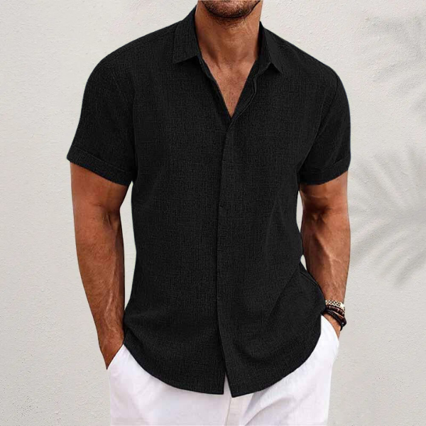 Mens Linen Blend Shirt - Relaxed Collared Style