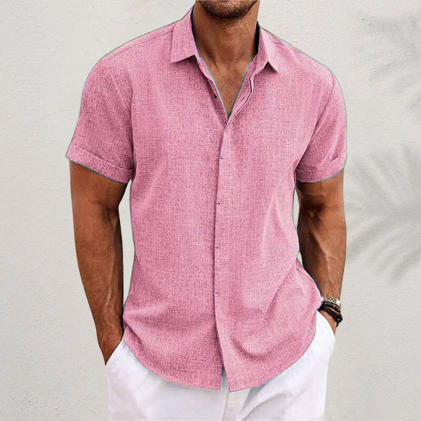 Mens Linen Blend Shirt - Relaxed Collared Style