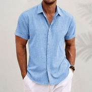 Mens Linen Blend Shirt - Relaxed Collared Style