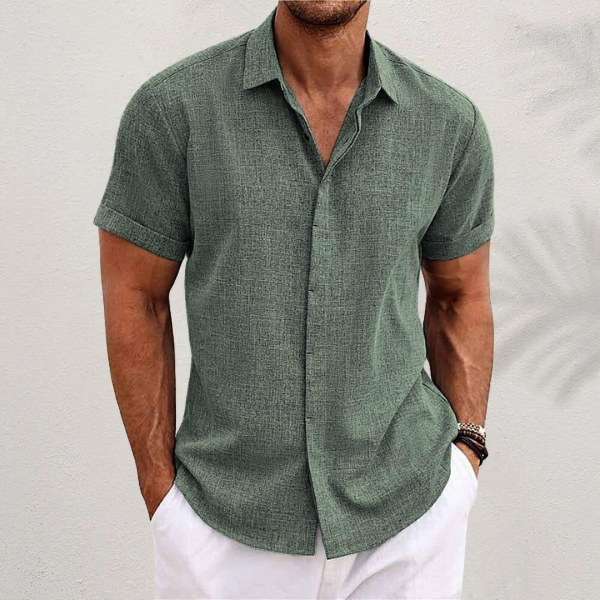 Mens Linen Blend Shirt - Relaxed Collared Style