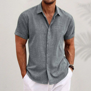 Mens Linen Blend Shirt - Relaxed Collared Style