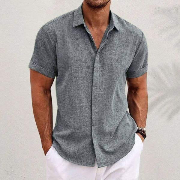 Mens Linen Blend Shirt - Relaxed Collared Style