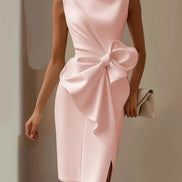 Satin Bow Midi Dress - Races Occasion Style