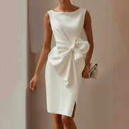 Satin Bow Midi Dress - Races Occasion Style