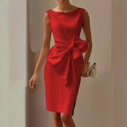 Satin Bow Midi Dress - Races Occasion Style