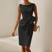 Satin Bow Midi Dress - Races Occasion Style