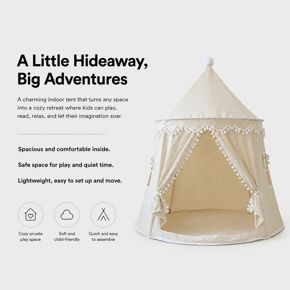 Indoor Kids Play Tent - Cosy Playhouse for Bedroom & Playroom