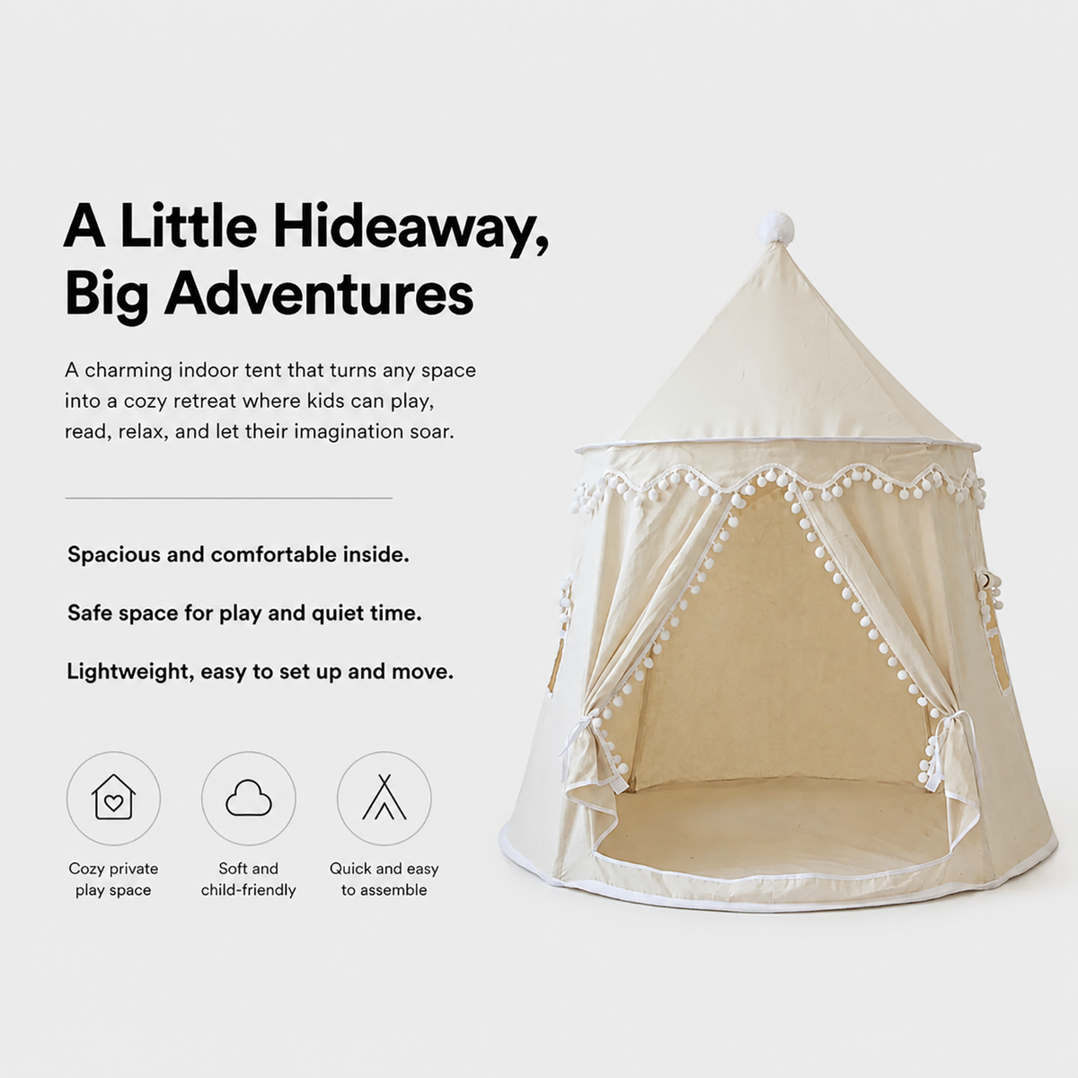 Indoor Kids Play Tent - Cosy Playhouse for Bedroom & Playroom