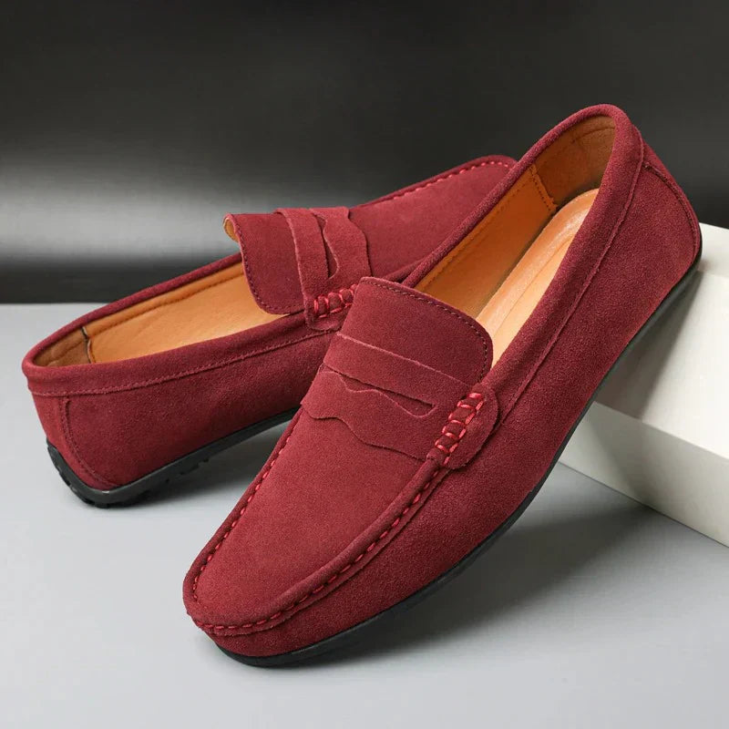 Womens Suede Loafers - Cushioned Slip-On Flats