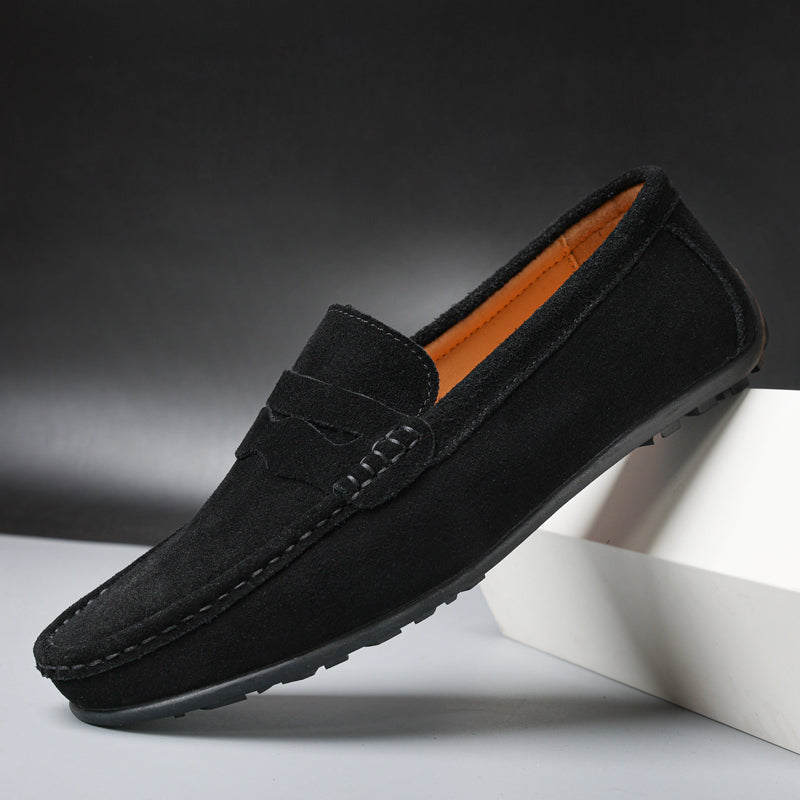 Womens Suede Loafers - Cushioned Slip-On Flats