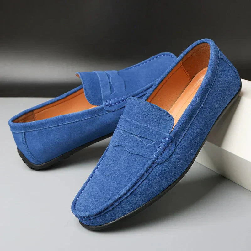 Womens Suede Loafers - Cushioned Slip-On Flats