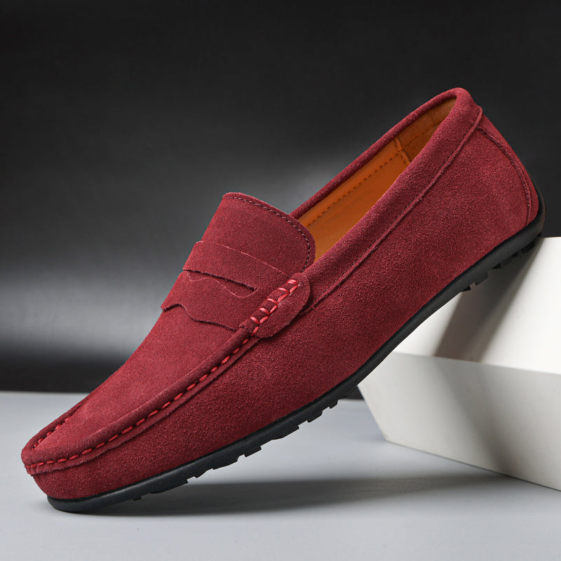 Womens Suede Loafers - Cushioned Slip-On Flats